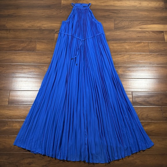 Ted Baker Dresses & Skirts - Ted Baker Size 0 / US 2 Blue Helyos Halter Neck Maxi Dress Accordion Pleated